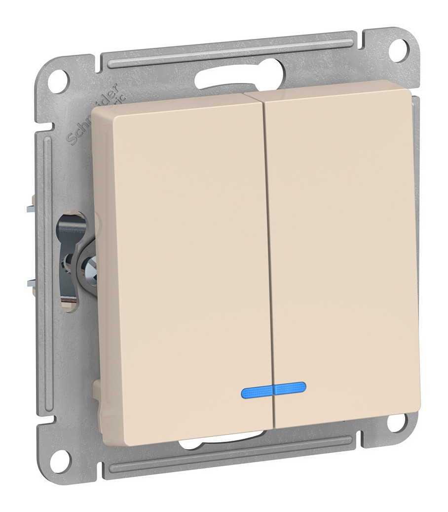 Выкл. скрытый 2-ый/индикатор ATLASDESIGN  (бежевый)