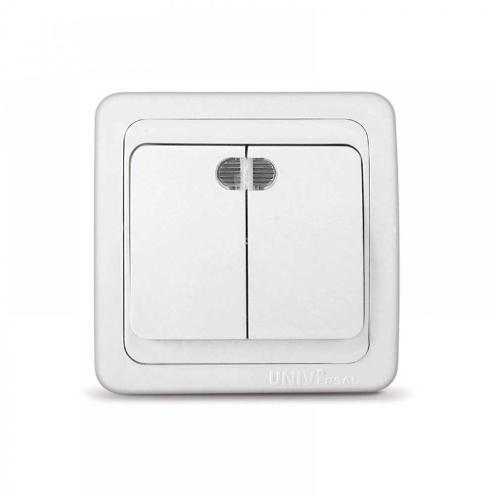 Выкл. скрытый 2-кл./подсветка (Валери, белый)