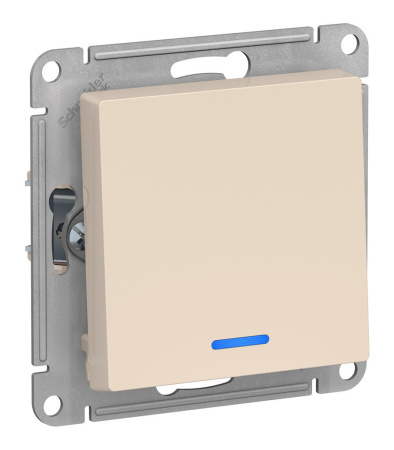Переключатель скрытый 1-ый/индикатор ATLASDESIGN (бежевый)