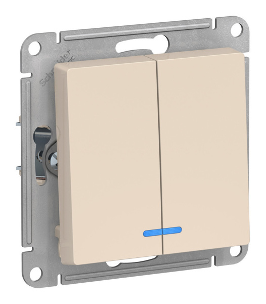 Выкл. скрытый 2-ый/индикатор ATLASDESIGN  (бежевый)