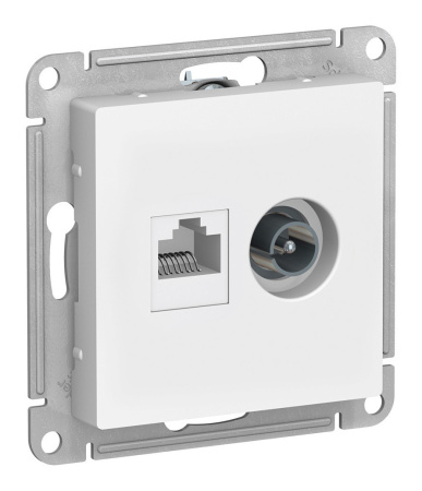 Розетка ATLASDESIGN двойная компьютерная+ТВ RJ45+TV (белая)