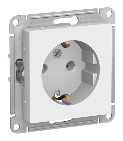 Розетка скрытая 1-ая с заземл. ATLASDESIGN (белая)