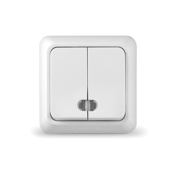 Выкл. наружный 2-кл./подсветка (Олимп, белый)