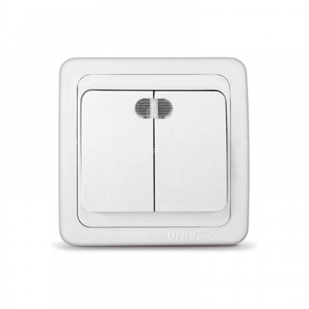 Выкл. скрытый 2-кл./подсветка (Валери, белый)