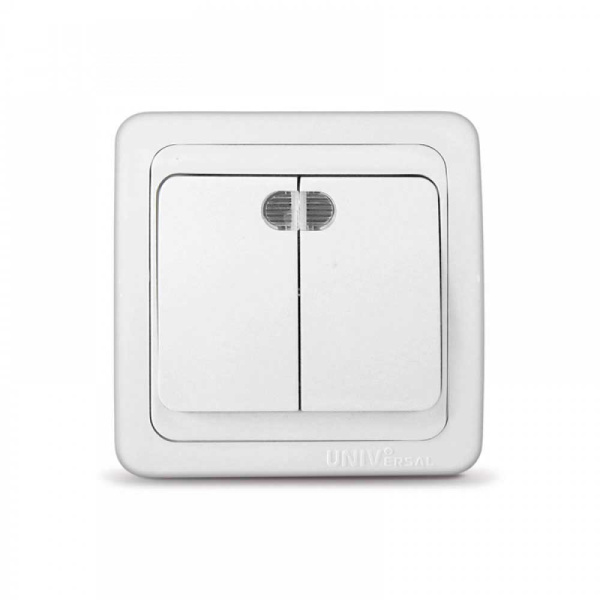 Выкл. скрытый 2-кл./подсветка (Валери, белый)