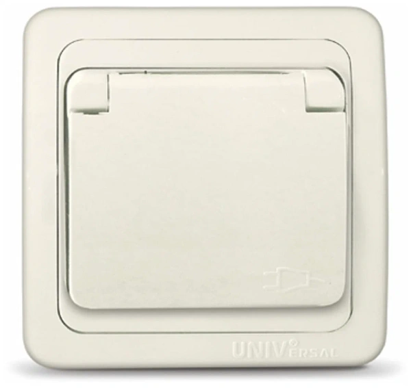 Розетка скрытая 1-ая. крышка+зазем (Валери, белая)