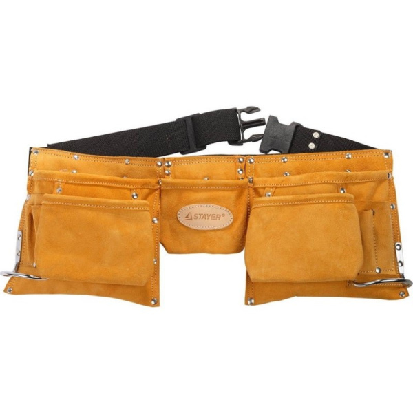 Пояс для инструментов кожаный 10 карм., 2 скобы
