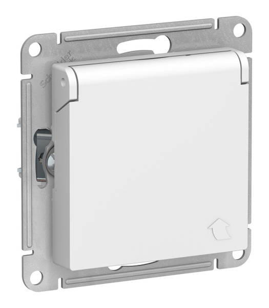 Розетка скр. 1-ая с заземл/крышка ATLASDESIGN (белая)