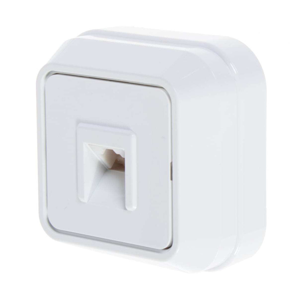 Розетка наружная телефонная (Олимп, белая)